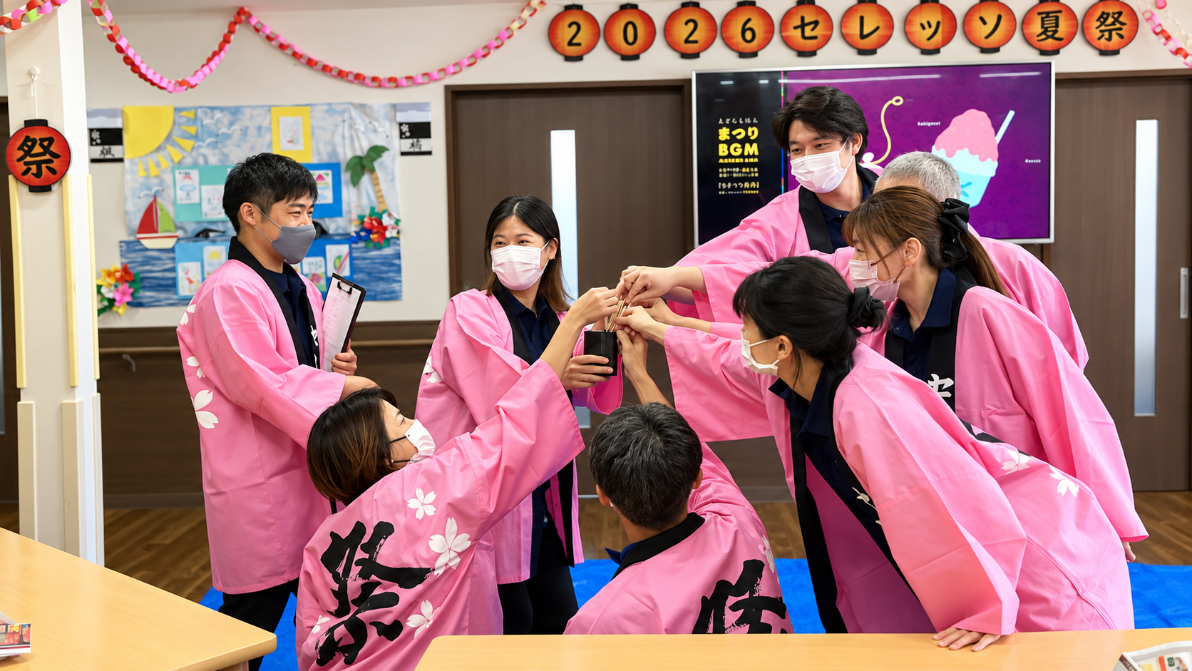 夏祭りを楽しむセレッソの職員
